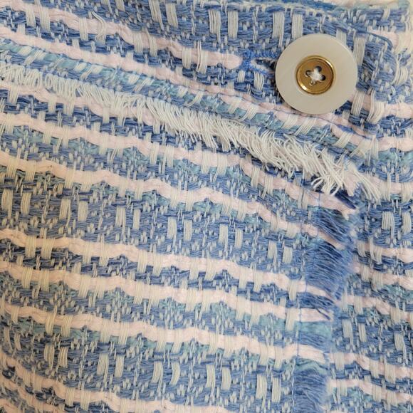 HOUSE OF HARLOW 1960 Tweed Boucle Skirt SKORT Light Blue White Fringe Hem✨️M/8 - Picture 8 of 16